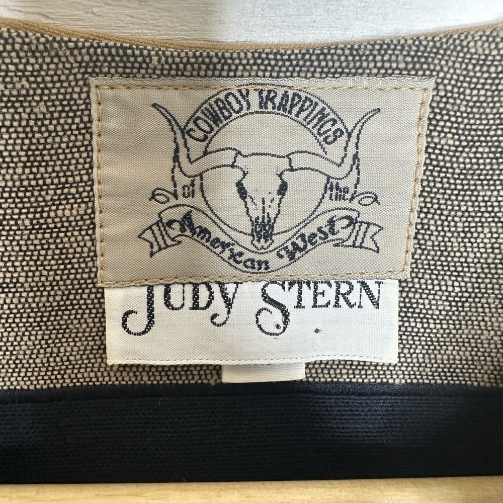 Judy Stern Western Vest S/M Black Wool Cowboy Vest Vintage Button Front Cowgirl - Picture 3 of 6